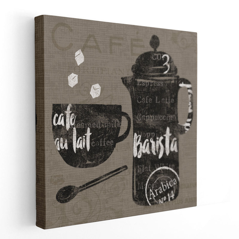Linen Coffee II, noir et blanc - reproduction d'art sur toile, H 40 po x l 40 po