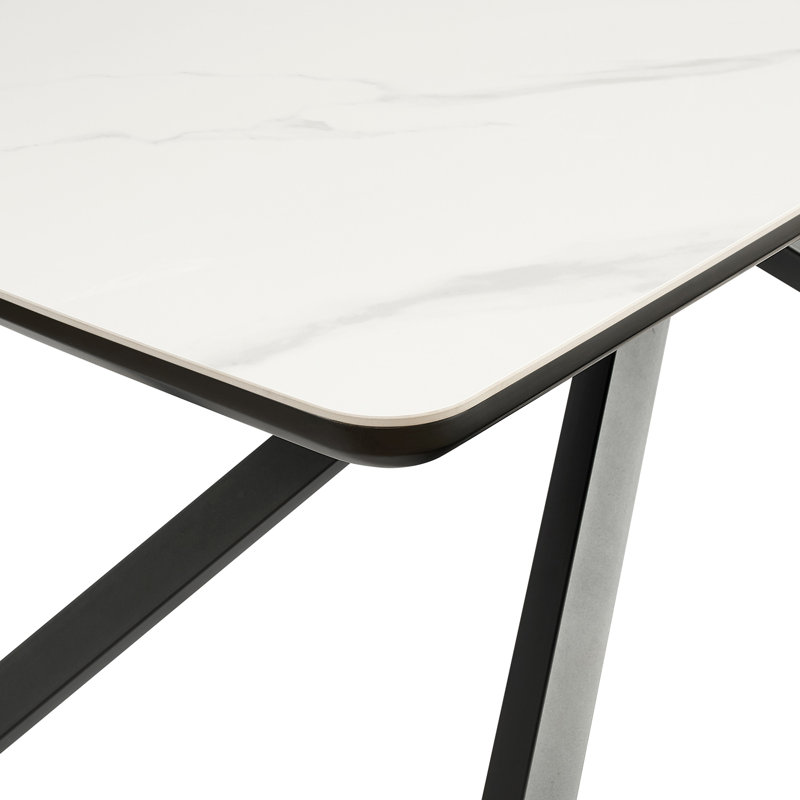Whitworth Marble Effect 6 Seat Dining Table, White