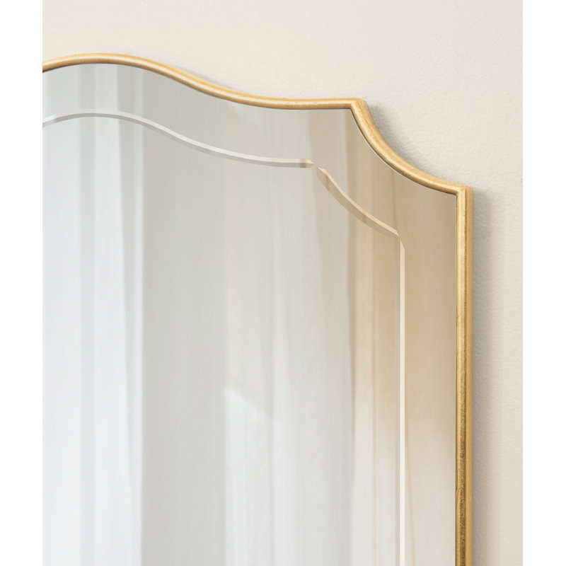 Koeppe Scalloped Wood Framed Wall Mounted Accent Mirror, Gold, 30" x 20"