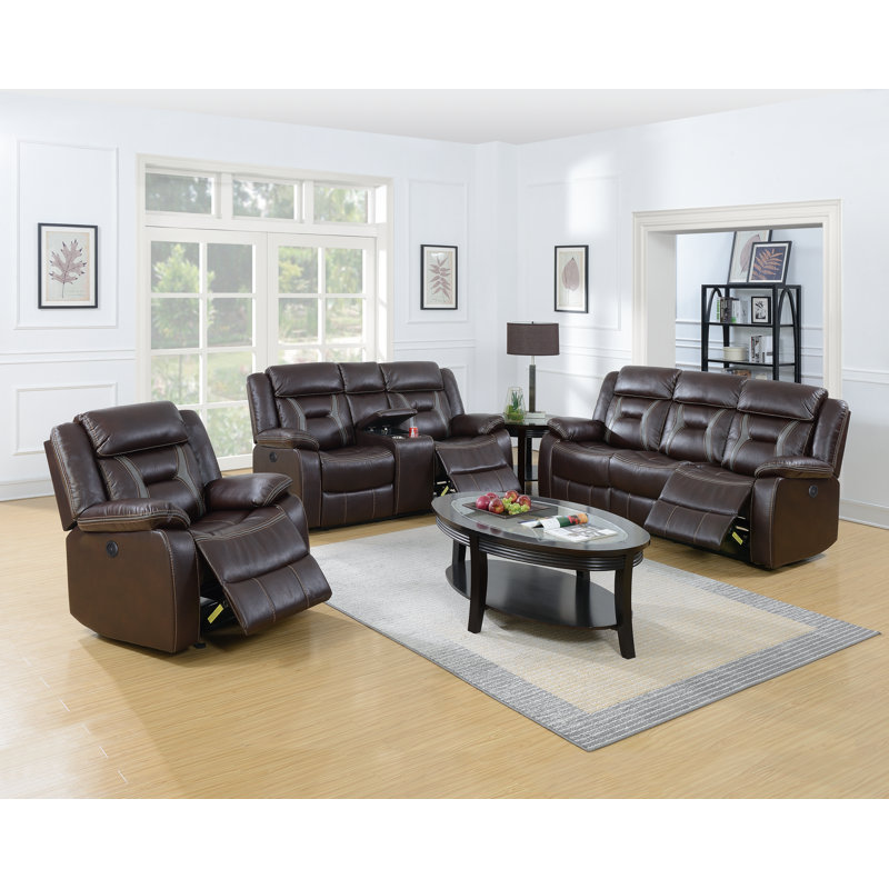 Catarina 73'' Faux Leather Power Reclining Loveseat, Dark Brown Faux Leather, Power