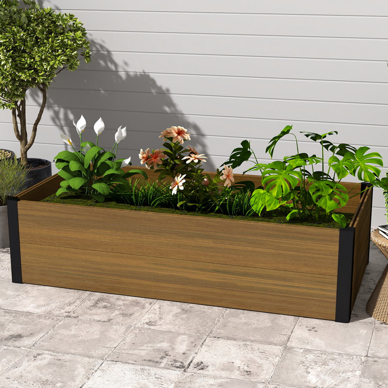 47.6" X 23.7" X 12.2" Composite Raised Garden Bed, Brown