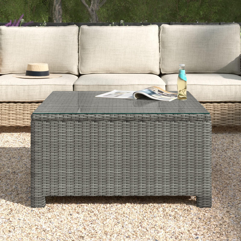 Table basse en osier Leandra, Gris