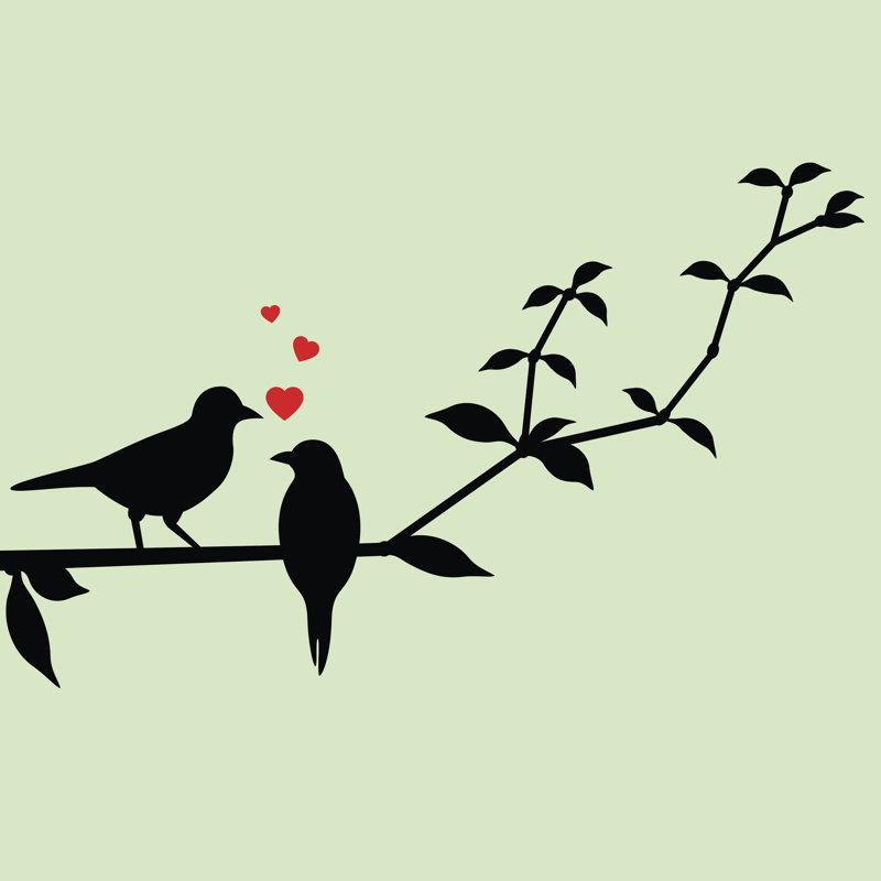 Love Birds On A Tree Branch by Grace Maina - Wrapped Canvas Print, 30cm H x 30cm W