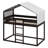 House-Shaped Bunk Bed Wood Frame With Tent-660926517