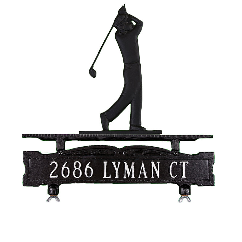 1-Line Mailbox Sign, Yes, Satin Black