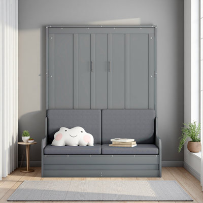 Grand lit escamotable mural avec coussin