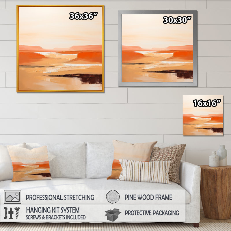«Brown Minimalisme Canyon Calm», reproduction sur toile, Cadre simple blanc, H 36 po x l 36 po x P 1,5 po