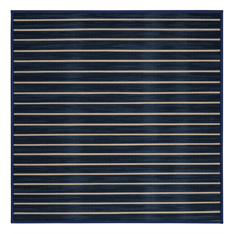 Machine Washable Horizontal Stripes Gray Area Rug, Square 4'