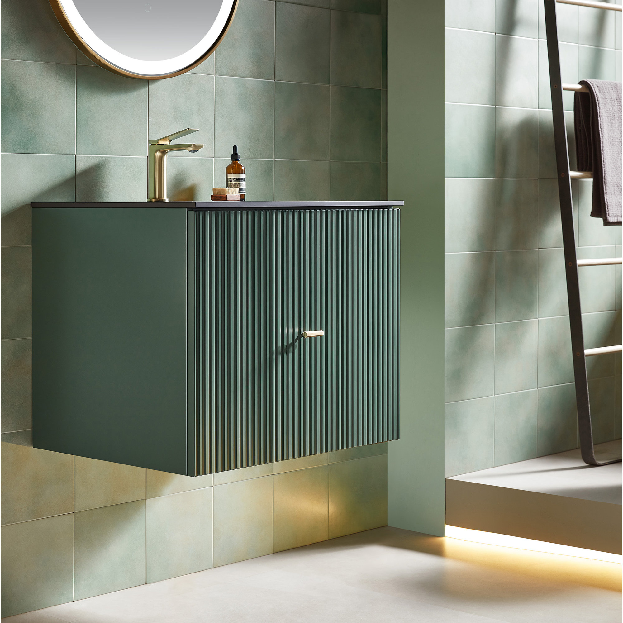 Jamell With Countertop, Black, Forest Green