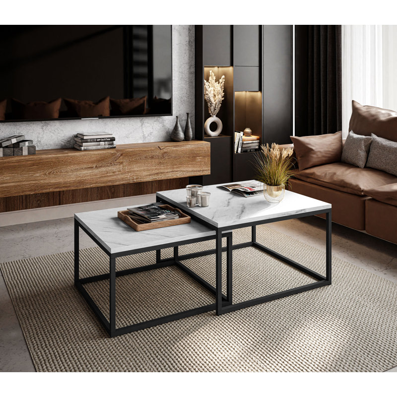 Jervontae Coffee Table Set, 42cm H x 70cm L x 70cm W, Black