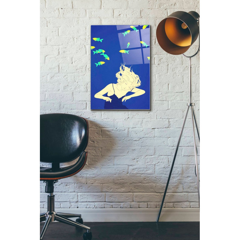 «Deep Blue» par Sai Tamiya, art mural en verre acrylique, H 24 po x l 16 po x P 0,12 po