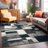 Farmerville Geometric Shag Navy/Gray/Ivory Area Rug-1168107128