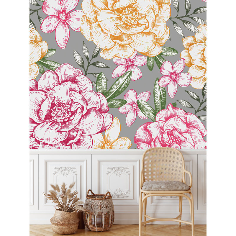 Austra Floral Wall Mural, 8.34" W x 100" L, Vinyl