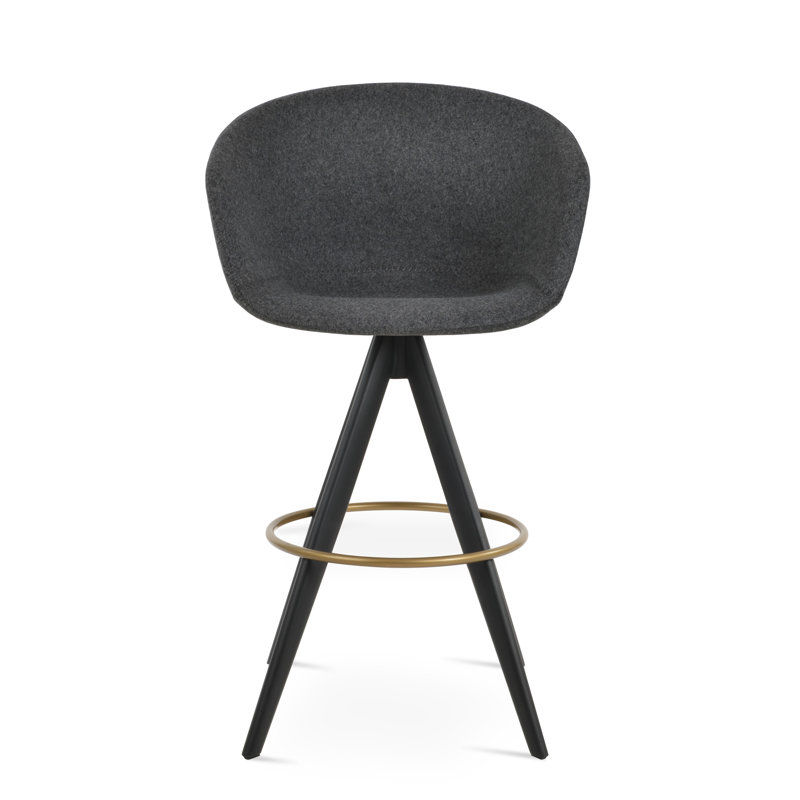 Tabouret de bar Tribeca Pyramid, Gris foncé, Noir, Tabouret de comptoir (siège d'une hauteur de 27 p