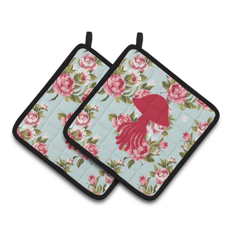 Caroline's Treasures Jellyfish Floral Polyester Potholder