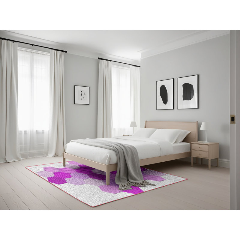 Tapis mauve à motif géométrique Kollman, Rectangle 5 pi x 7 pi