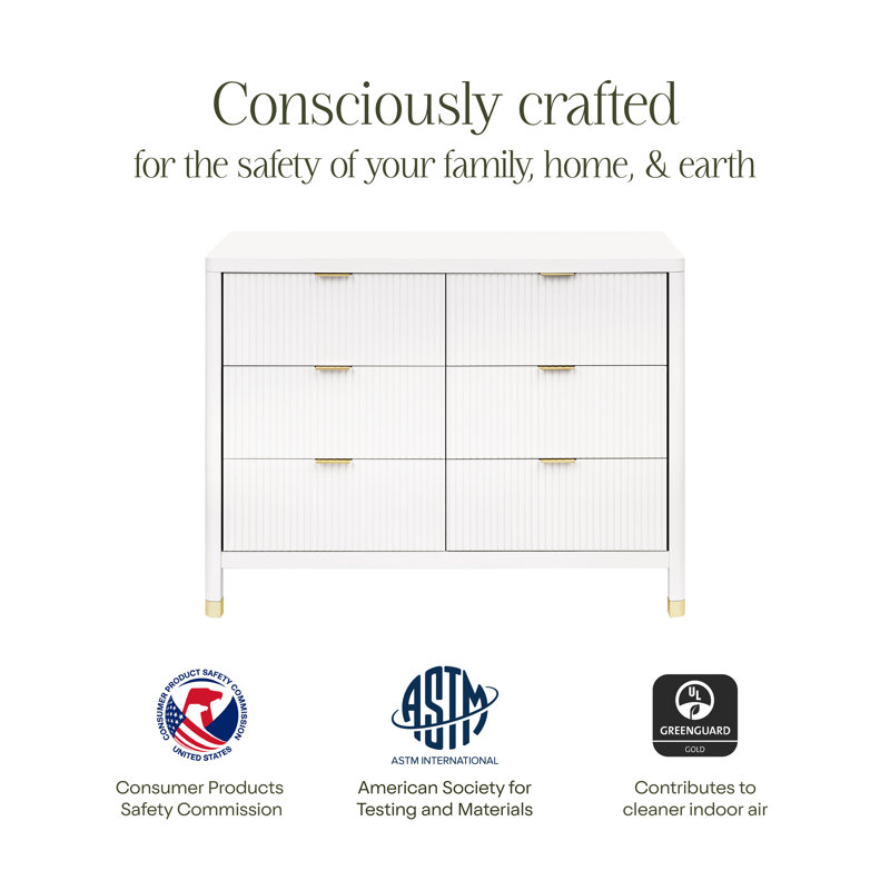 Brimsley Tambour 6 - Drawer Assembled Dresser, White