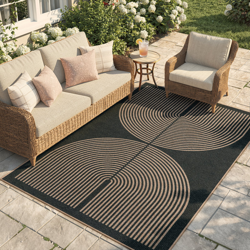 Narze Modern Easy Jute Machine Washable Outdoor Rug with Non-Slip Backing for RV, Backyard, Patio，Balcony, Rectangle 5' x 7'