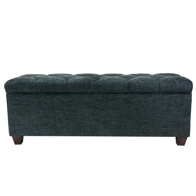 Heaney Polyester Blend Upholstered Storage Bench, Black