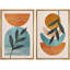 «Mid Century Shape Orange Green Pastel Polygon Abstract», reproduction d'art moderne sur toile encadrée 2 pièces-71660438-71660437