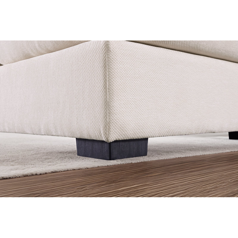 Canapé modulaire en forme de U de 127 po de large avec méridienne double, canapé modulaire en tissu de lin à 6 places avec coussins amovibles