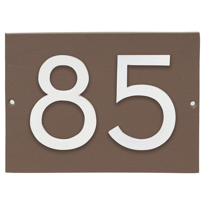 Plaque d’adresse murale sur 1 ligne flottante, Sable, Blanc, Oui