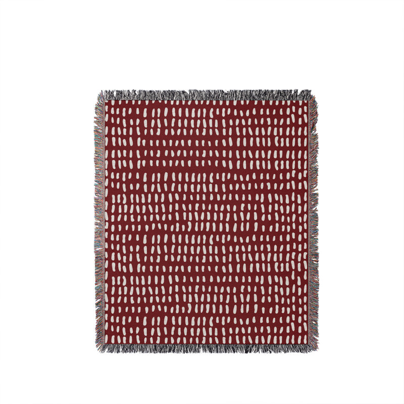 Jeté en coton à imprimé abstrait Kola, 50 x 70, Rouge
