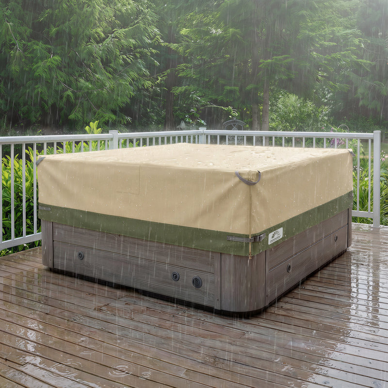 Couvercle de spa d'extérieur robuste avec fermeture à glissière et bouches d'aération Aoodor, 76"W x 76"D x 20"H