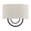 2 Light English Bronze ADA Sconce With Hand Crafted Oatmeal Fabric Shade With White Fabric Inside-611700173