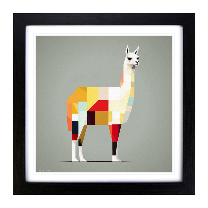 Llama Suprematism No.4 - Framed Print, Black