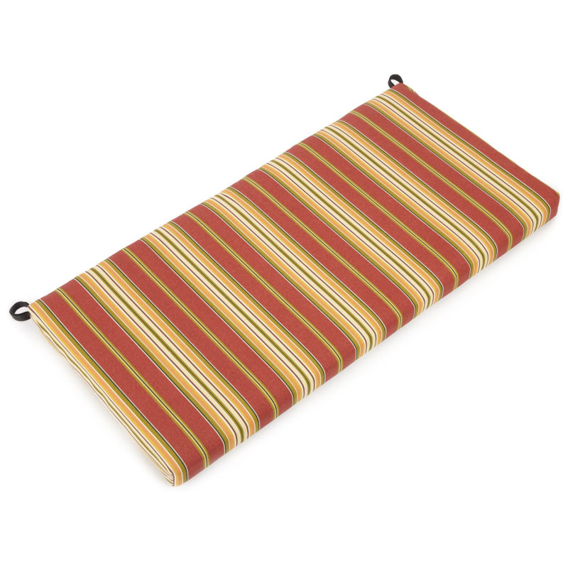 Outdoor 3'' Bench Seat Cushion, Kingsley Stripe Ruby