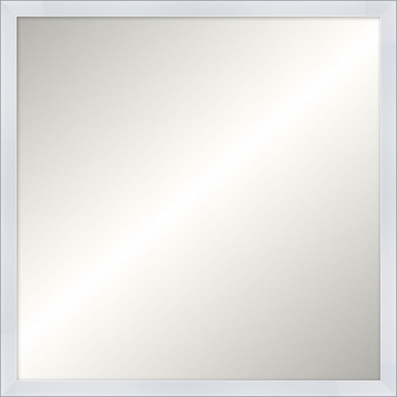 Davenport Solid Wood Framed Mirror, 23.75" x 23.75", Bright Silver, Square
