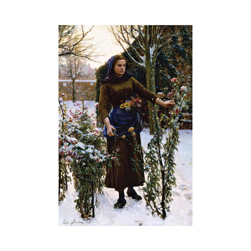 Last Flowers, 1890 by Jules Breton - Painting on Canvas, Wrapped Canvas, 45.72cm H x 30.48cm W x 1.91cm D