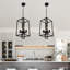 Lustre rectangulaire noir industriel à 4 lumières pour îlot de cuisine Farmhouse