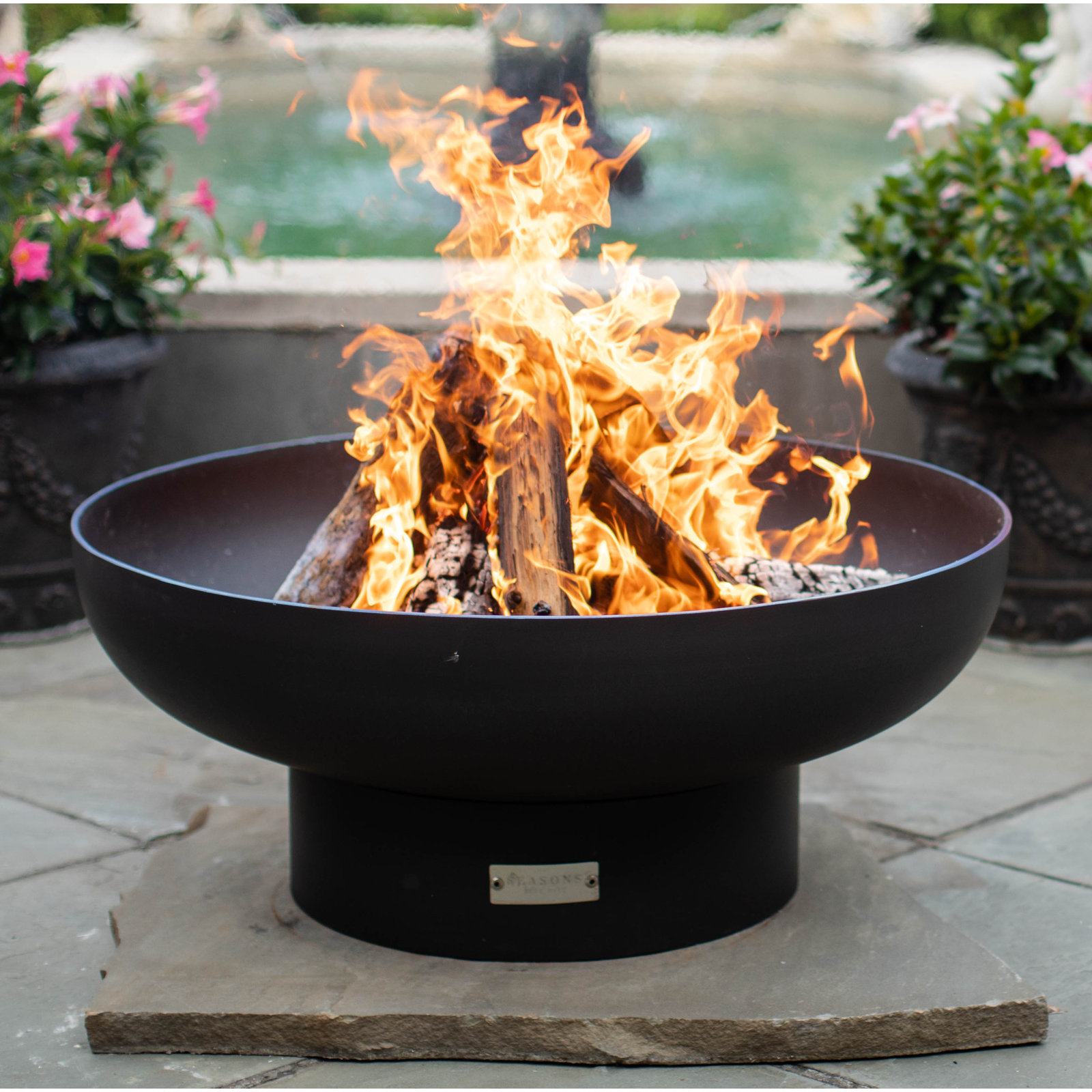 Harrogate Steel Wood Burning Fire Pit, 19" H x 48" W x 48" D