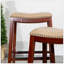 Tabouret de bar au fini cerisier avec siège confortable en cuir os et structure en bois franc durable, idéal pour la cuisine et les salles à manger-1208404392