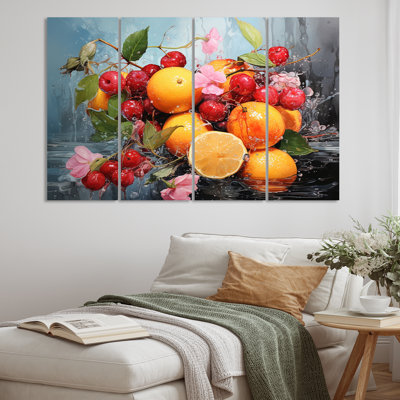 Ensemble de 4 décorations murales Citrusy Delight V
