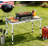Silver Aluminum Grill Table With Iron Mesh Top