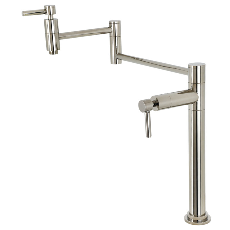 Kingston Brass Two-Handle 1-Hole Deck Mount Pot Filler Faucet, Lever Handle, Polished Nickel