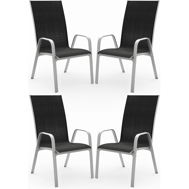 Chaise de salle à manger d'extérieur Caly, Noir/gris