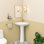 Lavabo de salle de bain sur pied 23 po en porcelaine vitrifiée blanche pour économiser l'espace 