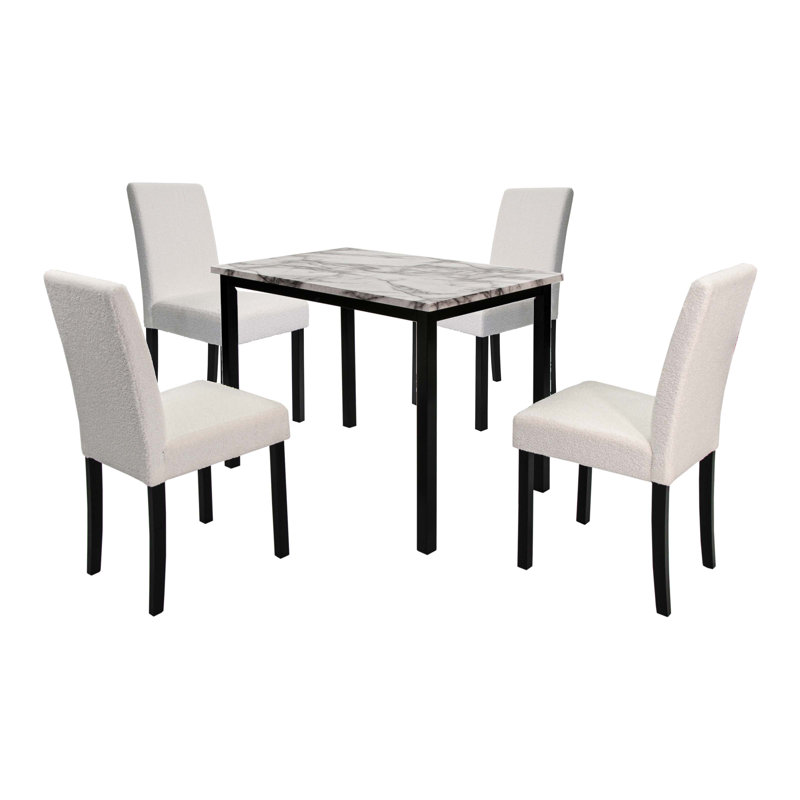 5 - Piece Dining Set, White/Black