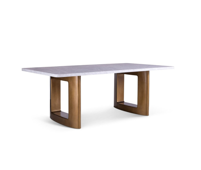Lancaster Dining Table, Honed Carrara Marble