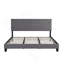 King Size Upholstered Platform Bed Frame, Button - Tufted Linen Headboard, Wood Slat, Grey