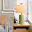 Lampe de table 23 po en céramique verte minimaliste moderne, convenant aux salons, chambres à coucher, tables de chevet et bureaux