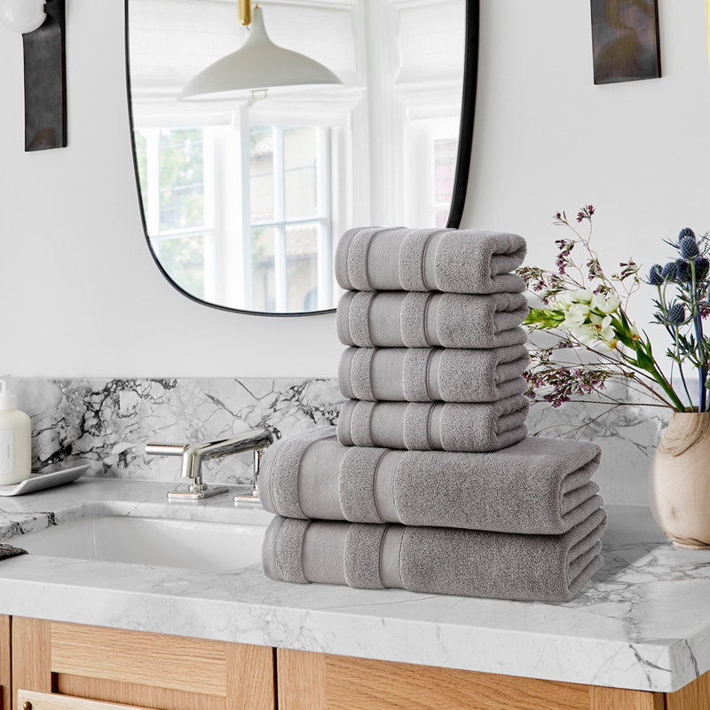 Ensemble de 6 serviettes de bain - Serviettes très absorbantes pour la salle de bain, 2 serviettes de bain, 4 serviettes à main