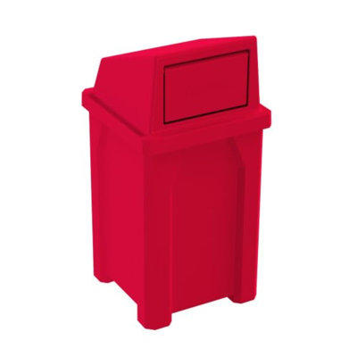 Poubelle commerciale intérieure ou extérieure robuste en plastique recyclé à 100% 32 gallons Sturdy Essentials Campus  Pour les écoles et les entreprises - Rouge
