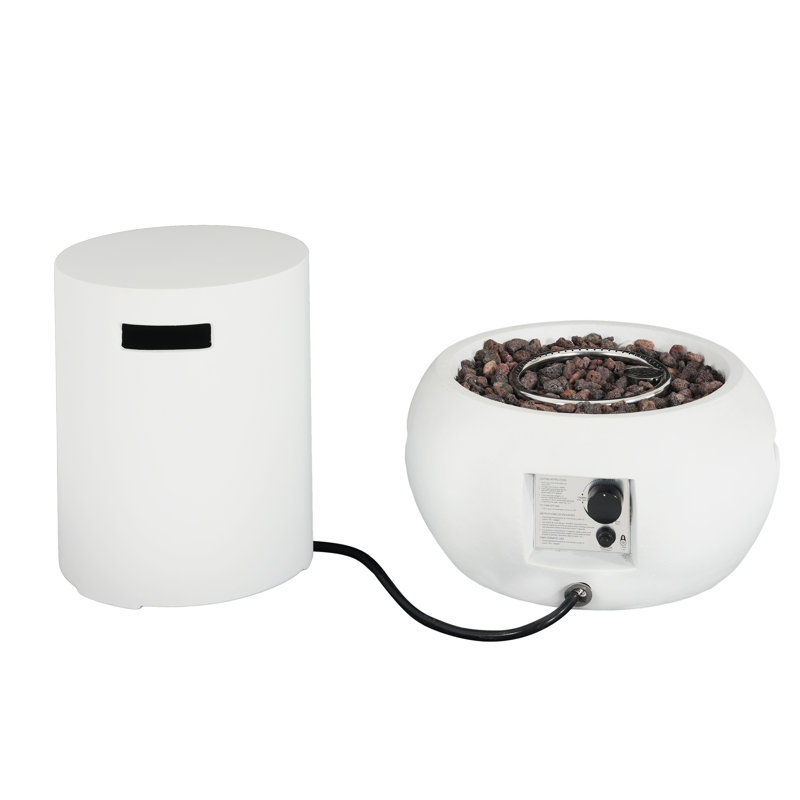 Kairo Outdoor 40,000 BTU MGO Propane Fire Pit With Tank Holder, White