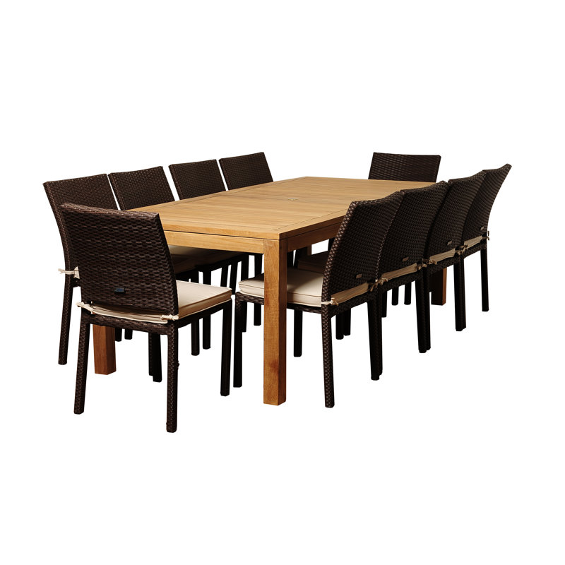 Ensemble de salle à manger rectangulaire pour 10 personnes 87 po Brote, Brun, Blanc cassé