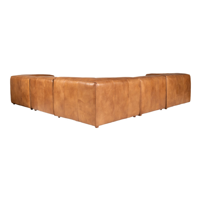 Luxe Leather Modular Sectional, Tan Genuine Leather